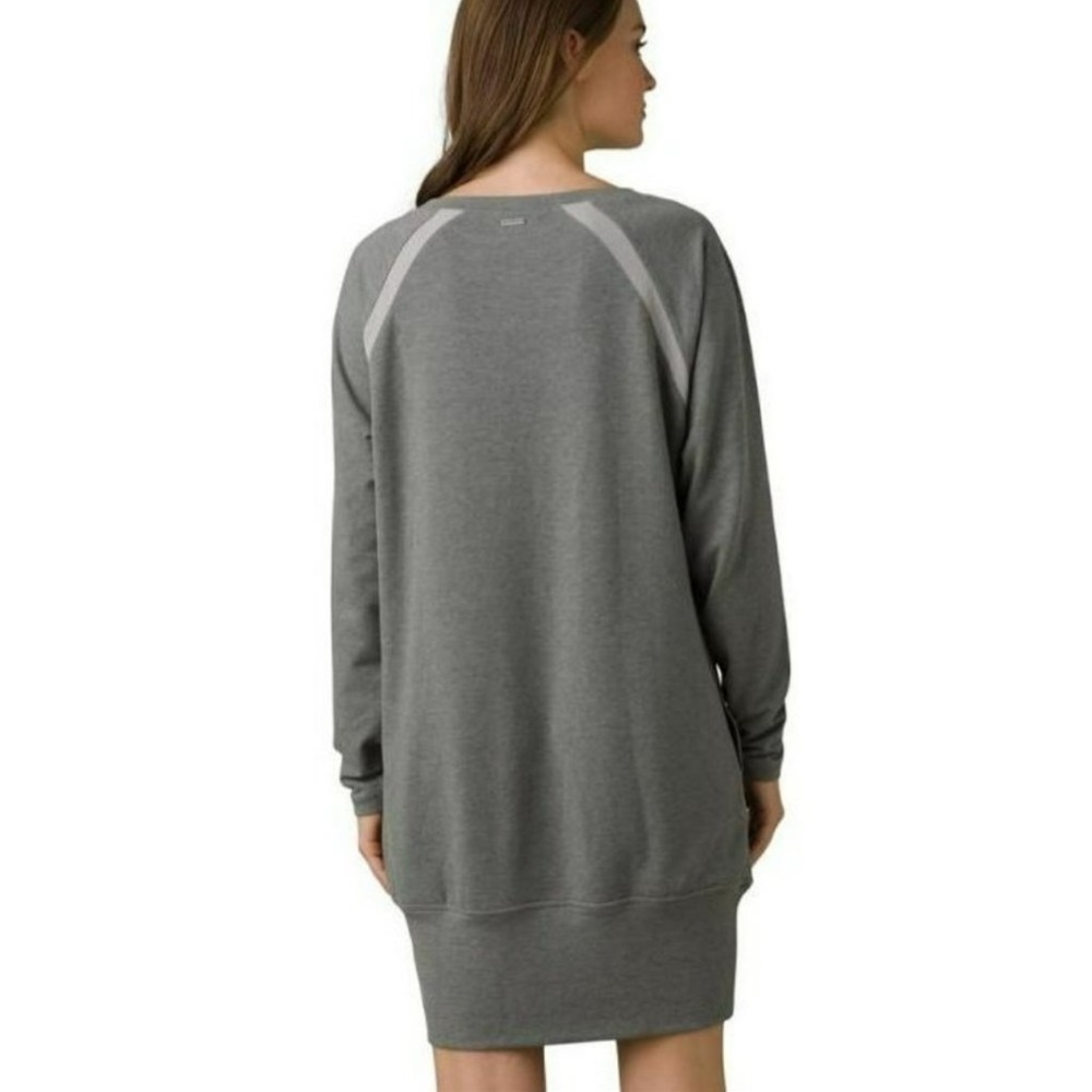 NEW Prana Ashy Gray Rosie Sweatshirt Dress Long Sleeves‎ Banded Hem Size Small - Picture 2 of 6
